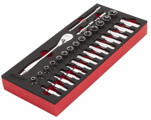 4932479825 Wk�adka piankowa z grzechotk� i nasadkami 3/8'' 32el Milwaukee 