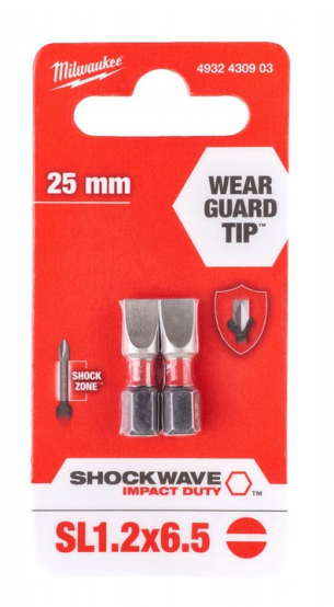 4932430903 Milwaukee Bity do wkr�tarki P�aski SL 1.2x6.5 25mm 2szt 