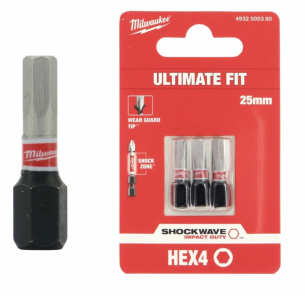 4932500380 Milwaukee BIT HEX IMBUS 4mm 3szt 25mm