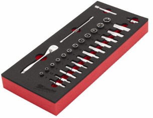 4932479824 Wk�adka piankowa z grzechotk� i nasadkami 1/4'' 28el Milwaukee