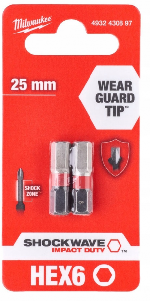 4932430897  Milwaukee BIT HEX IMBUS 6mm 2szt 25mm 