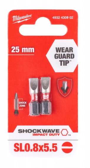 4932430902 Milwaukee Bity do wkr�tarki P�aski SL 0.8x5.5 25mm 2szt
