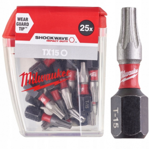 4932430873 Milwaukee Bity ShockWave Udarowe 1szt T15x25mm 