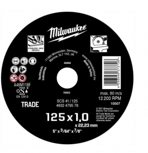 4932479578 Tarcza do ci�cia stali fi 125 x 1 mm INOX MILWAUKEE