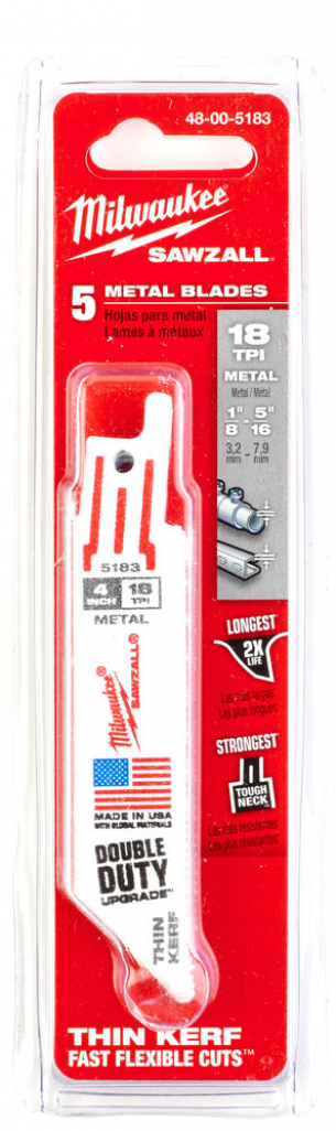 48005183 Milwaukee Brzeszczoty do metalu 100mm x 1.4mm 18 z/cal  5szt do pi�y szablastej