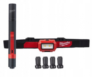 4933492103 Milwaukee Latarka Czo�owa 350lm + Latarka 100lm Zestaw HL2IPL-LED 