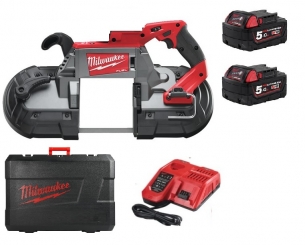 4933448195 Milwaukee M18 CBS125-502C Pilarka ta�mowa 2 x Bateria 5.0Ah + �adowarka + Walizka 