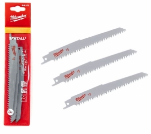 48001075 Milwaukee Zestaw 3 Brzeszczot�w do Pi�y Szablastej DO DREWNA I TWORZYW SZTUCZNYCH 150 MM