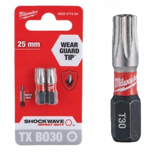 4932471584 Milwaukee BIT Torx Gwiazdka 25mm T30 z otworem 2szt