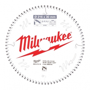 4932471319 Milwaukee Tarcza Tn�ca Widiowa do aluminium 216mm x 30otw�r x80Z