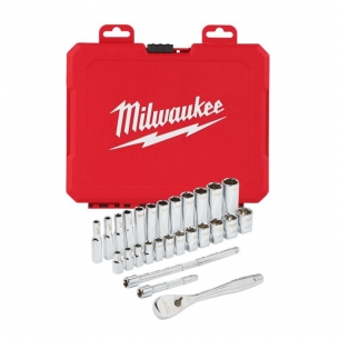 4932464943 Milwaukee Zestaw Nasadek z Grzechotk� 1/4 5-15mm Metryczne 28szt 