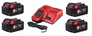 Zestaw 4 x Bateria 5.0Ah + �adowarka Milwaukee M18
