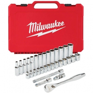 4932464945 Milwaukee Zestaw Nasadek z Grzechotk� 3/8 6-19mm Metryczne 32szt 